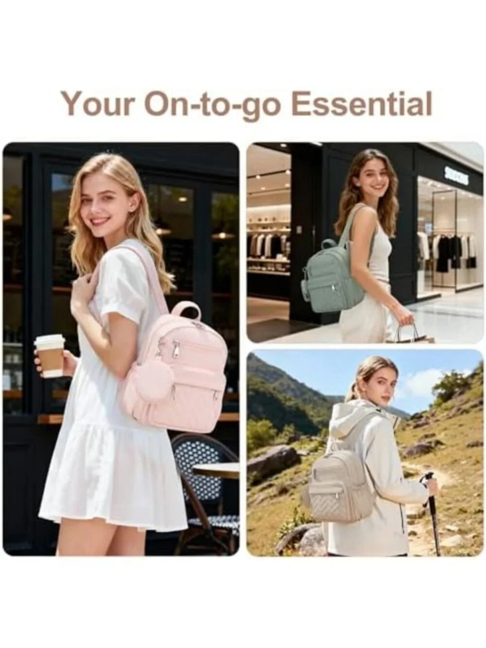 Trendy Mini Backpack Purse for Women, Small Puffer Daypack in Pink